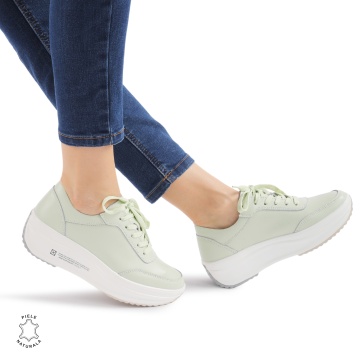 Pantofi casual dama din Piele naturală CRL0058 VERDE - Img 2