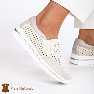 Pantofi Casual dama din Piele naturala CRL0860 BEJ - Img 2