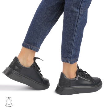 Pantofi Casual DAMA din PIELE Naturala CRL0940 CULOARE: Negru - Img 2