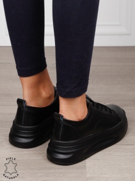 Pantofi Casual dama din Piele Naturala CRL1055 CULOARE: NEGRU - Img 3