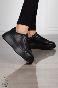 Pantofi Casual DAMA din PIELE Naturala CRL1517 NEGRU