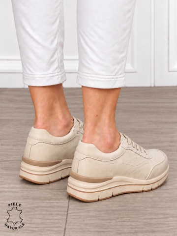 Pantofi casual damă din piele naturală cu design modernl CRL1897 BEJ - Img 3