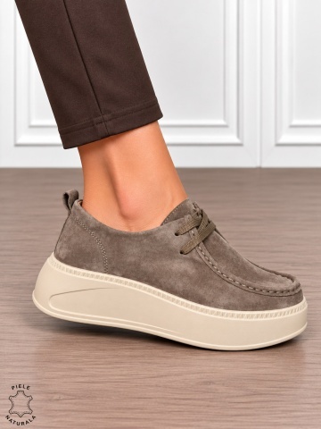 Pantofi casual damă din piele naturală întoarsă cu talpa confortabilă CRL1917 MARO - Img 3