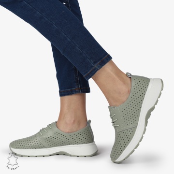 PANTOFI CASUAL dama din Piele naturala Perforata cu Siret CRL1354 BARILLA - Img 2
