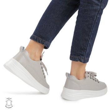 Pantofi casual dama piele naturala CRL0869 GRI - Img 3