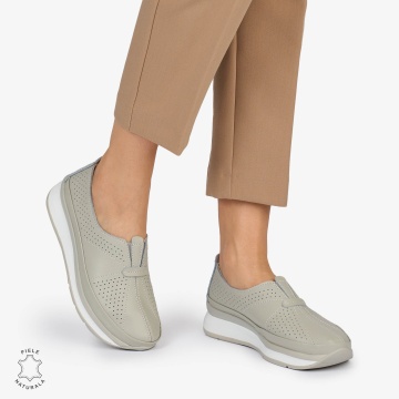 PANTOFI CASUAL Dama Piele Naturala USOR INALTA CRL1050 Culoare: GRI - Img 3