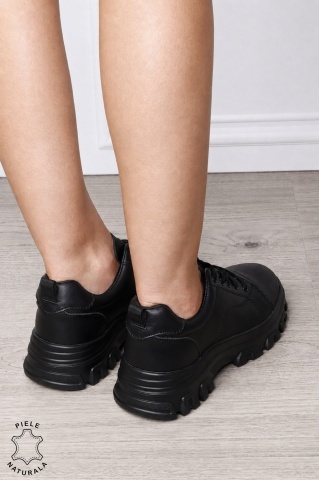 Pantofi casual dama Ppremium din piele naturală CRL1818 NEGRU - Img 3
