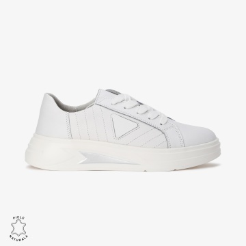 Pantofi Casual de dama din Piele naturala CRL0523 ALB - Img 3