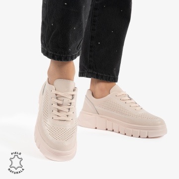 PANTOFI CASUAL DE DAMA DIN PIELE NATURALA CRL0767 ROZ - Img 2
