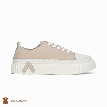 Pantofi Casual de dama din Piele naturala cu talpa groasa CRL0489 BEJ - Img 2