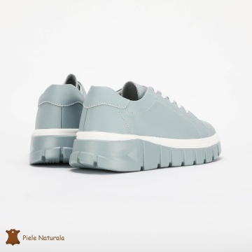Pantofi Casual de dama din Piele naturala cu talpa groasa CRL0491 ALBASTRU - Img 3