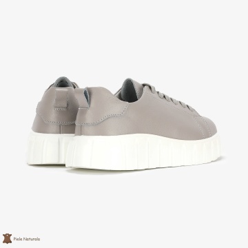 Pantofi Casual de dama din Piele naturala cu talpa groasa CRL0492 GRI - Img 3