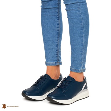 Pantofi casual de dama din piele naturala cu talpa plata CRL0019 - Img 4