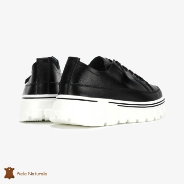 Pantofi Casual de dama din Piele naturala Interior confortabil CRL0488 Negru - Img 3