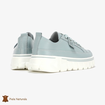 Pantofi Casual de dama din Piele naturala Interior confortabil CRL0488 Albastru - Img 3
