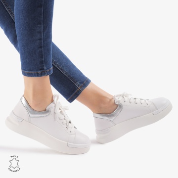 Pantofi Casual de dama din Piele naturala Trendy CRL0525 ALB - Img 2