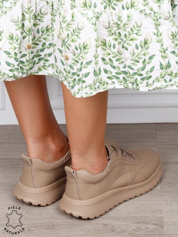 Pantofi casual din piele naturală pentru un stil autentic CRL1816 KHAKI - Img 3