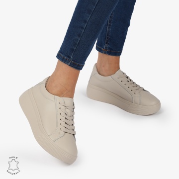 Pantofi CASUAL PIELE NATURALA cu detaliu lateral CRL1273 Bej - Img 2