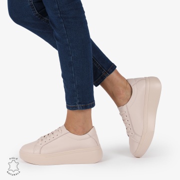 Pantofi CASUAL PIELE NATURALA cu detaliu lateral CRL1273 Roz - Img 2