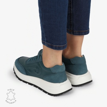 Pantofi casual piele naturala CU MODEL LATERAL CRL1304 VERDE - Img 4