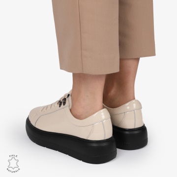 Pantofi CASUAL PIELE NATURALA LACUITA CRL1294 BEJ - Img 5