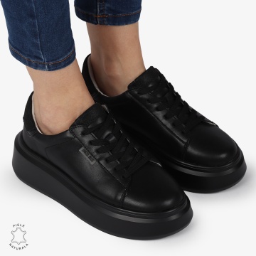 Pantofi DAMA CASUAL din piele naturală confort și stil CRL1378 NEGRU - Img 3