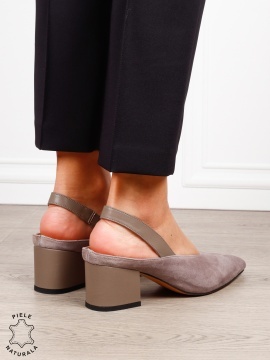 Pantofi dama eleganti din piele naturala Intoarsa cu varf ascutit CRL1631 GRI - Img 4