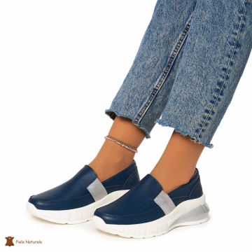 Pantofi Dama Piele Naturala din calitate inalta CRL0083 BLEUMARIN - Img 2