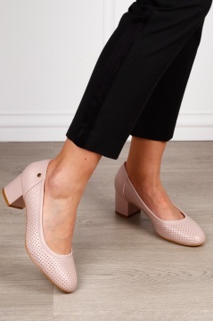 Pantofi Eleganti dama din piele Ecologica cu brant din piele naturala CRL1585 ROZ - Img 3
