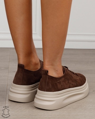 Pantofi sport damă din piele naturală Intoarsa CRL1865 CAFENIU - Img 3