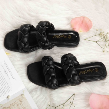 Papuci dama din Piele Ecologica negre CRL0162 - Img 2