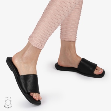 PAPUCI DAMA DIN PIELE NATURALA CU TALPA JOASA CRL1426 NEGRU - Img 2