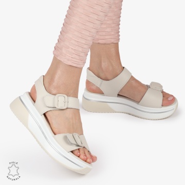 SAndale DAMA SPORT DIN PIELE NATURALA CU INCHIDERE CATARAMA CRL1412 BEJ - Img 3
