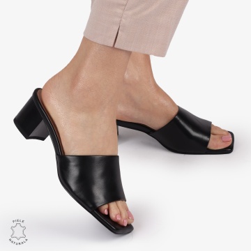 SANDALE ELEGANTE DIN PIELE NATURALA SLIP-ON CRL1392 NEGRU - Img 3