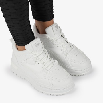 SNEAKERS din PIELE ECOLOGICA SI TEXTIL CRL1282 ALB - Img 4