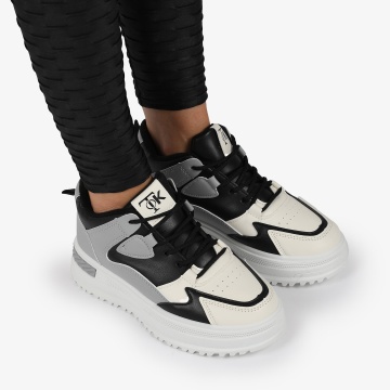 SNEAKERS din PIELE ECOLOGICA SI TEXTIL CRL1282 GRI - Img 2