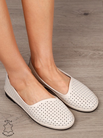 BALERINI dama din Piele naturala PERFORATA SLIP-ON CRL1358 BEJ - Img 3