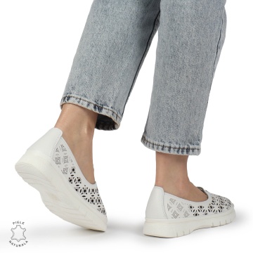 BALERINI dama din Piele naturala PERFORATA SLIP-ON CRL1360 ALB - Img 3