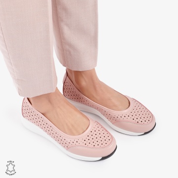 Balerini dama din Piele Naturala Slip-On CRL0721 ROZ - Img 3