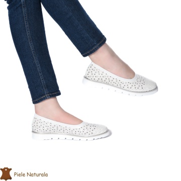 Balerini Dama Piele naturală CRL0030 ALB - Img 2