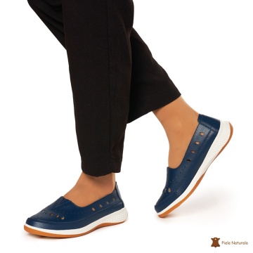 Balerini Dama Piele Naturala Slip-on CRL0074 Bleumarin - Img 3