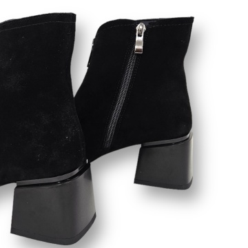 BOTINE DAMA CU TOC GROS din PIELE NATURALA CRL1327 CULOARE:NEGRU - Img 2