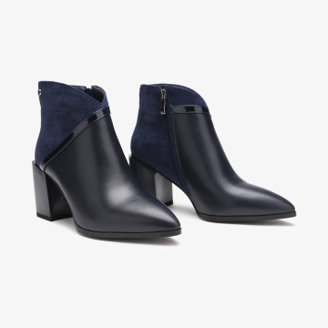 Botine dama din Piele Ecologica CRL0661 Navy - Img 2