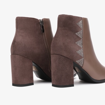 Botine dama din Piele Ecologica CRL0665 khaki - Img 3