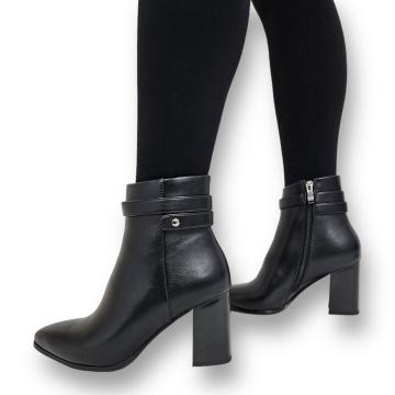 Botine DAMA din PIELE Ecologica cu FERMOAR si Catarama CRL0926 CULOARE: Negru - Img 6
