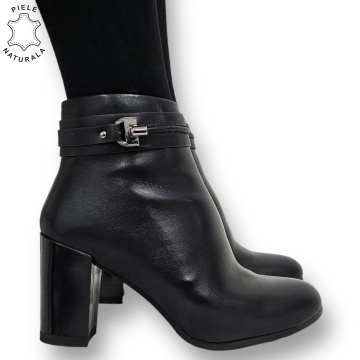 Botine DAMA din PIELE Naturala cu FERMOAR si Catarama CRL0929 CULOARE: Negru - Img 2