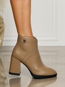 Botine DAMA din PIELE NATURALA CU TOC GROS CRL1495 Khaki