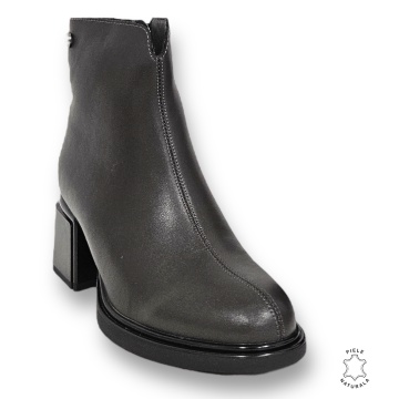 Botine DAMA din PIELE NATURALA CU TOC GROS Gri CRL0905 - Img 2