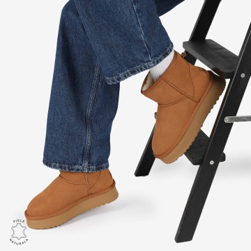 CIZME TIP UG DAMA din PIELE NATURALA INTOARSA CRL0893 CULOARE:CAMEL - Img 3