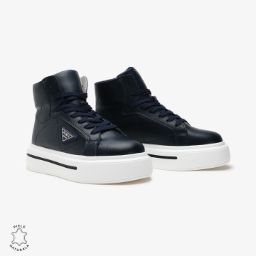Ghete dama din Piele Naturala CRL0647 Bleumarin - Img 3